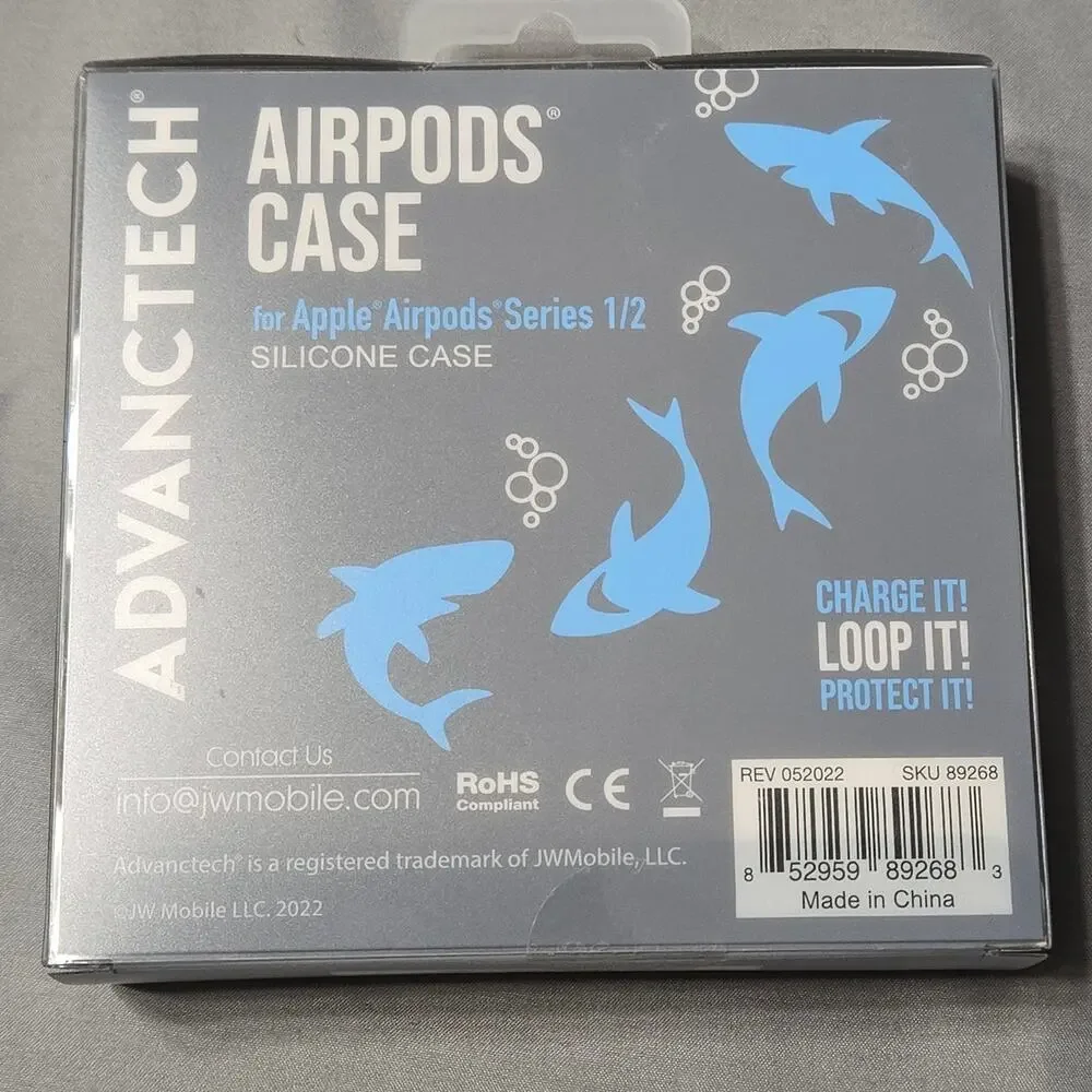 ADVANCTECH Shark Protective Silicone Case for Apple AirPods Series 1/2